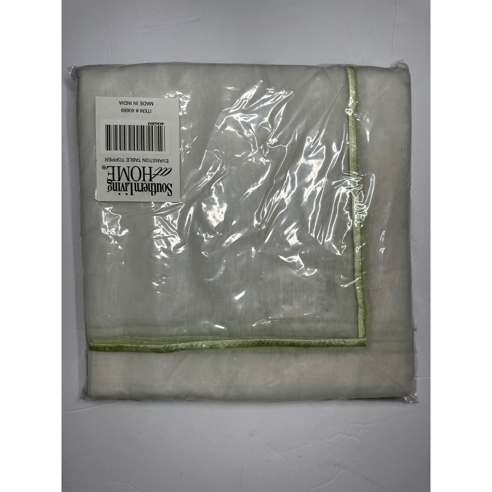 Southern Living at‎ Home Evanston Table Topper White Green Trim Square 40689 NIP